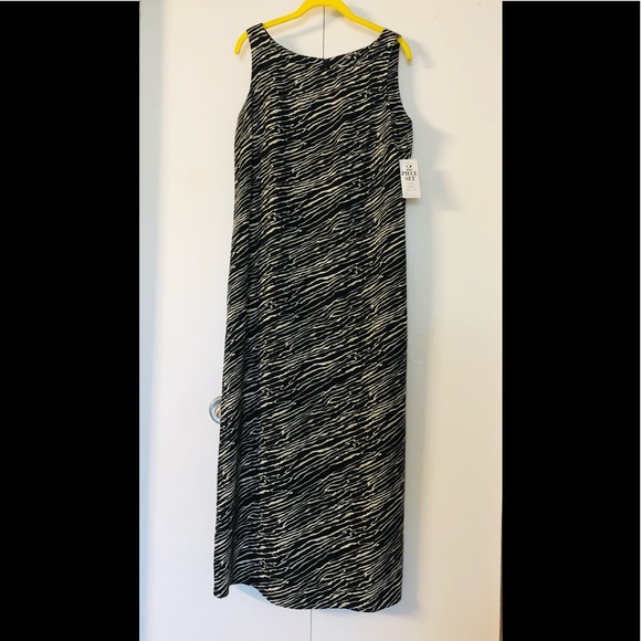 Studio I Sheath Dress sz 12 New with Tags Long Black white zebra - Picture 4 of 13